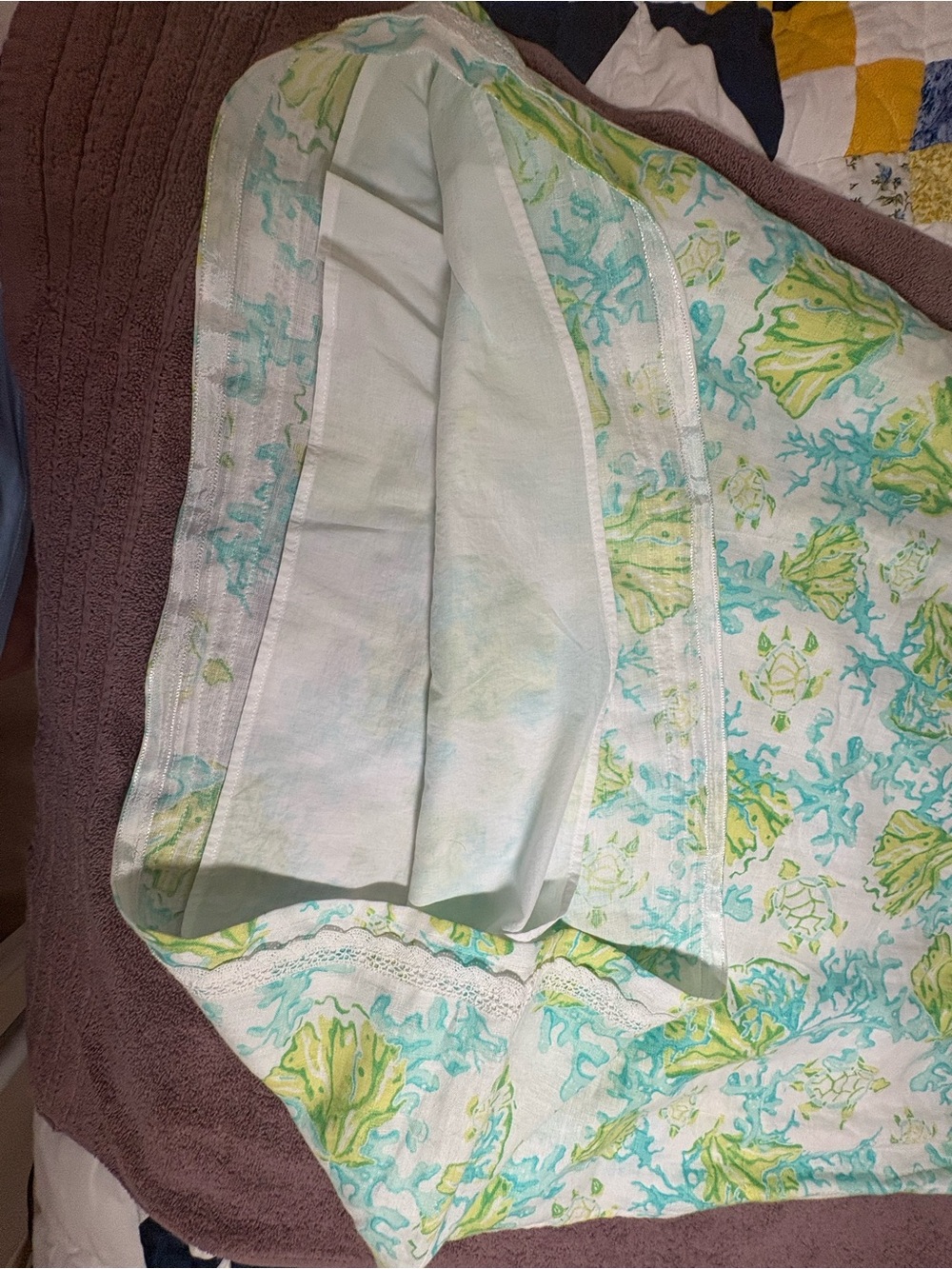 SUMMER SALE! 50% OFF- J Jill Linen Dress - White w/ Aqua & Lime Print - Size L - Picture 4 of 6